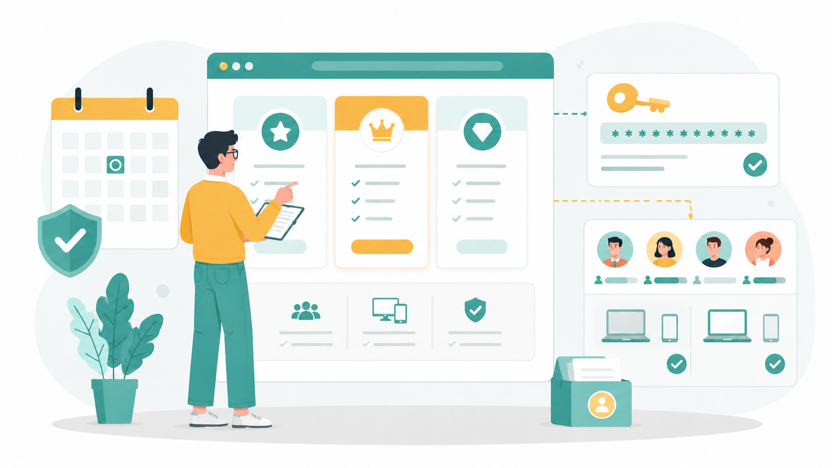 Illustration showing EmailFiler user and subscription management.
